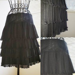 Cottagecore MOD Punk New Wave Pleated Tiered Black Ruffled Mini Skirt Madonna  S